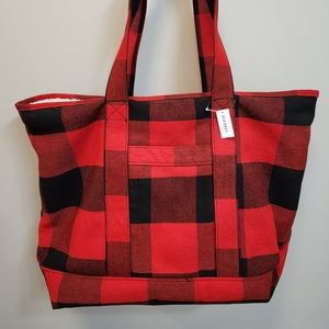 NWT Old Navy Buffalo Plaid Sherpa Lined Tote